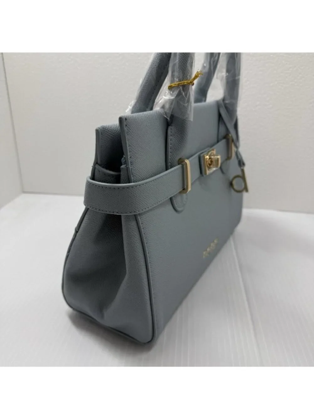 Bebe Los Angeles Evie Satchel NWT Light Blue Gold Hardware Crossbody Bag Work